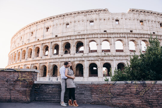 The love story of a guy and a girl on the city streets. Young people travel to Europe. Summer walk around the city.