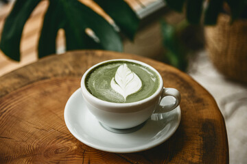 Fresh matcha latte tea