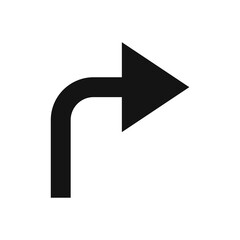 Obraz premium Turn right glyph icon road sign vector illustration in white background. Turn right icon sign