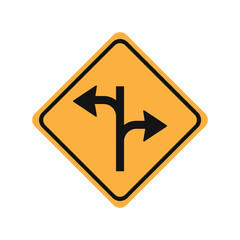 Turn right or turn left glyph icon road sign vector illustration in white background. Turn right or turn left icon sign