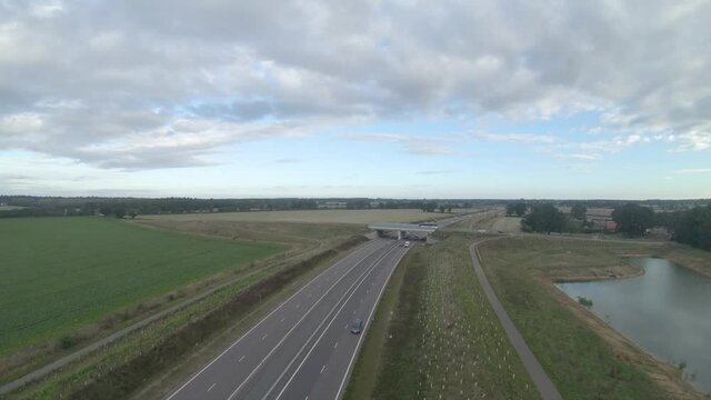 Aerial Drone footage of the NDR. The new northern distributor road around Norwich, Norfolk. 3