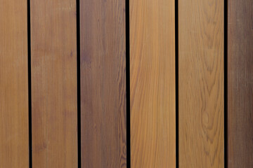 Brown vertical wood plank wall texture background.