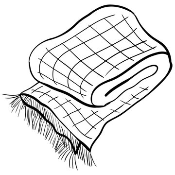 black and white folded blanket clip art preview