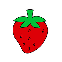 Garden strawberry fruit or strawberries. Modern flat cartoon style vector illustration icons