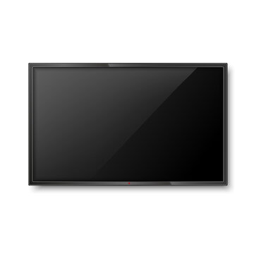 Realistic frame of TV screen mockup. LCD panel. Vector
