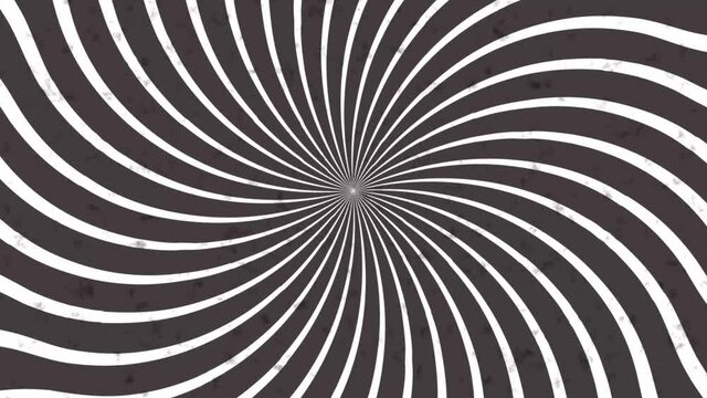 Abstract CGI motion background with rotating hypnotic spiral in perfect seamless loop. Simulate noise and old image. 