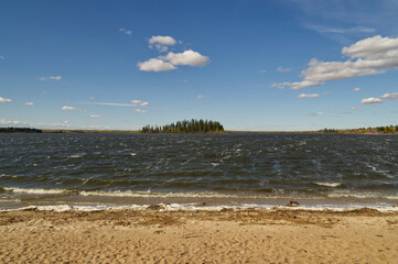 Astotin Lake on a Sunny Autumn Day