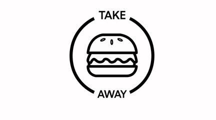 Vector Isolated Black and White Take Away Icon with a Burger