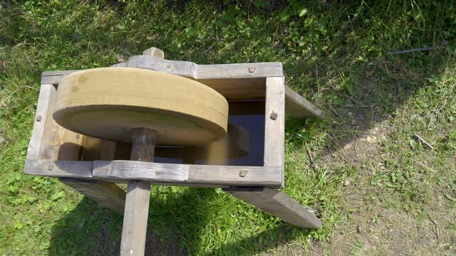 The top view of the small wooden wheels  in Estonia