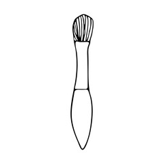 Makeup brush doodle vector illustration. Hand drawn makeup brush icon in vector.