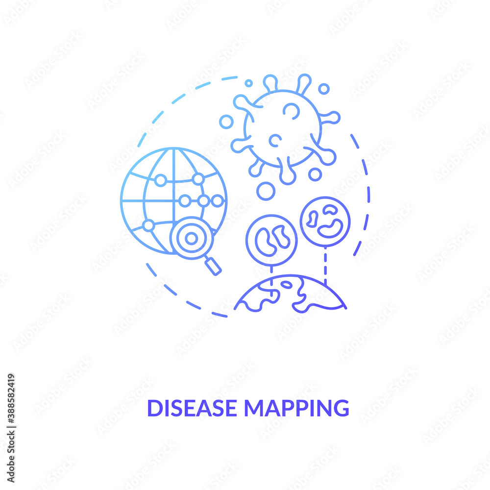 Poster disease mapping concept icon. digital illness trackimg device. smart technologies creation process. 