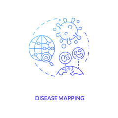 Disease mapping concept icon. Digital illness trackimg device. Smart technologies creation process. AI application idea thin line illustration. Vector isolated outline RGB color drawing