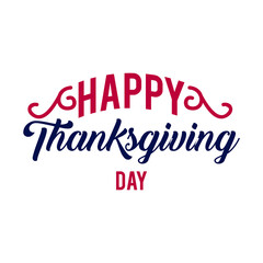 Happy Thanksgiving hand lettering text. Typography for logo, icon, card, invitation and banner template