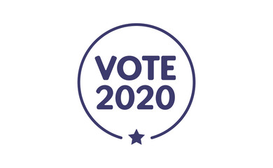 Vote 2020 in USA, sticker design. Political election campaign banner. Election day in United States of America.