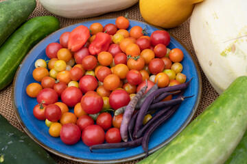 Fruits and Vegetables on a Plate