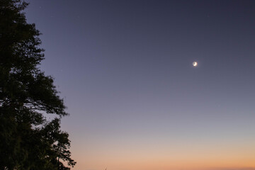 Moon in the Gradation Evening Sky
