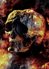 Halloween Skeleton Skull Fire