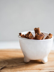 Bowl with cinnamon sticks