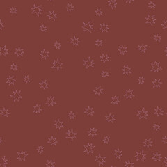 Seamless pattern with stars  on a burgundy background. Fabric, textile design.