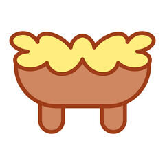 Isolated straw cradle icon. Nativity icon - Vector