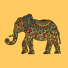 Indian elephant with beautiful pattern. Elephant Festival Jaipur. vector
