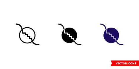 Bit depth icon of 3 types color, black and white, outline. Isolated vector sign symbol.
