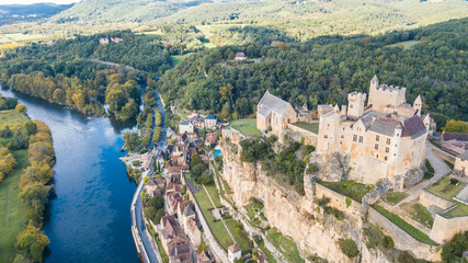 aerial view of beynac et cazenac town, France