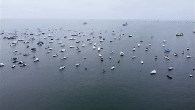 Panoramic view of dock and boats in the port of Callao, Lima. 2.7k resolution