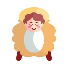 Isolated baby jesus icon. Nativity characters icon - Vector