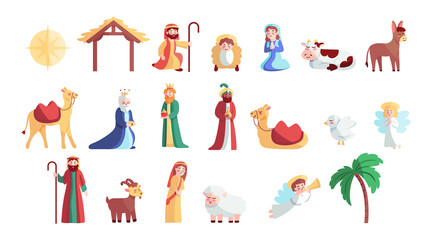 Icons set of nativity characters. Christmas icon - Vector