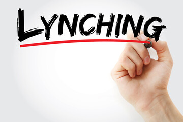 Lynching text with marker, concept background