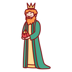 Isolated wise man icon. Nativity characters icon - Vector