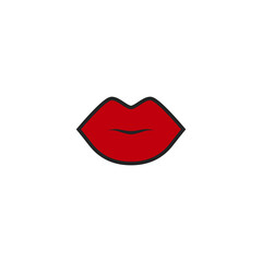 red woman lips imprint. Flat simple icon isolated on white. Kiss trace.