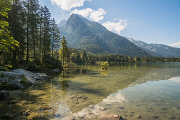 Beautiful scenery of Hintersee lake in Bavaria, South Germany, popular destination in Europe