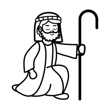 Isolated shepherd icon. Nativity characters icon - Vector