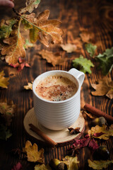 cup of coffee with leaves