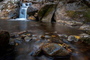 Cascade flowing into rocks