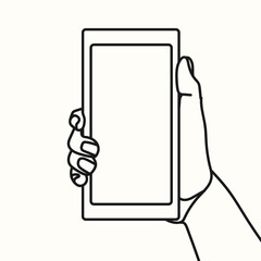 Hands holding a smartphone. Order online using mobile devices, vector illustration.