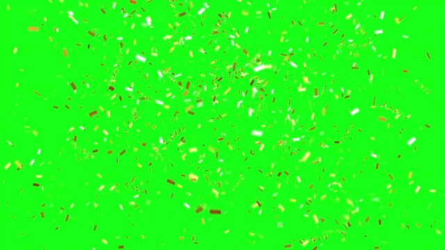 Golden BiDirectional Confetti Explosion on Chroma Key