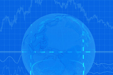 Obraz premium 株価のグラフと地球儀