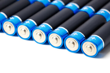 A closeup of many batteries or accumulators