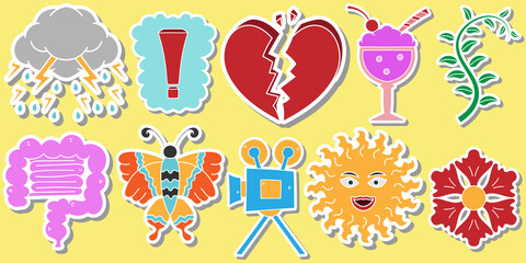 collection of cartoon stickers design vector