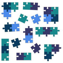 Colorful pieces of vector puzzle. Children's educational games