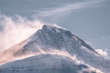 snow covered mountains