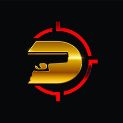 Golden Monogram Pistol Initial Letter D