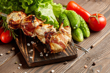 Grilled chicken with bacon