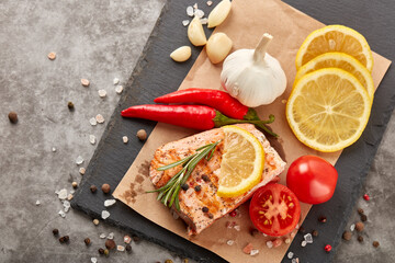 Grilled salmon with vegetables