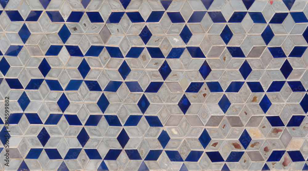 Poster colorful art grid square mosaic tiles wall pattern surface texture. close-up of architecture interio