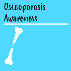 Osteoporosis awareness poster on blue background with copy space for bone disease and arthritis education for aging populations.