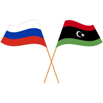 State flags of the Russian Federation and the State of Libya. Vector illustration on white background.